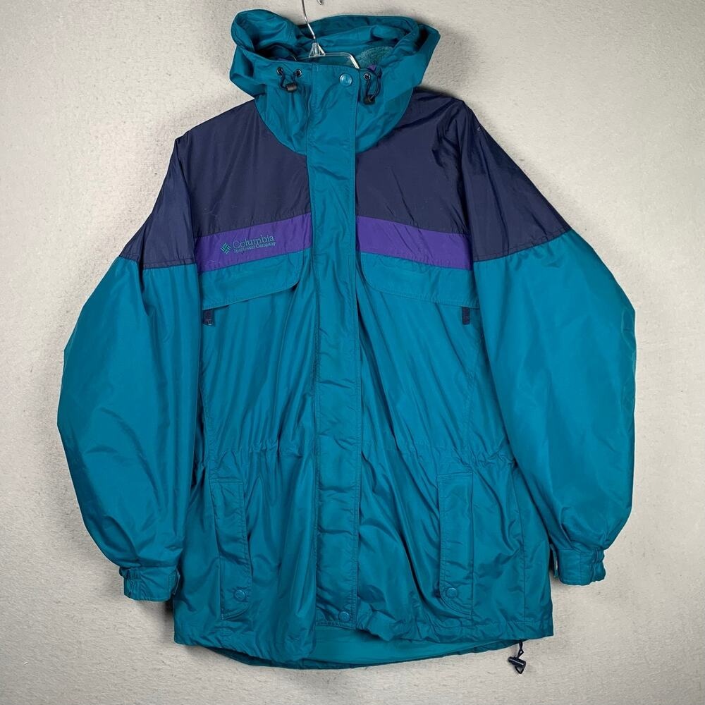 Vintage Columbia 3 in 1 Jacket Women's Large Teal Ski Winter Colorblock Heavy